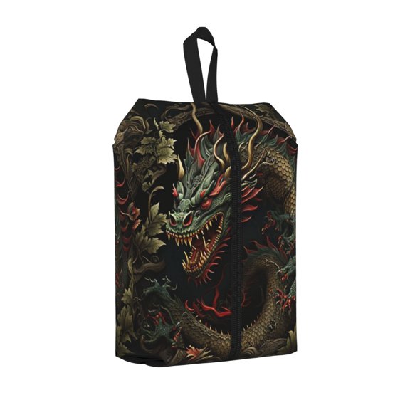 Dragon Chinese Style Chinoiserie Art Cool 1 PC Portable Travel Shoe Organizer Bag with Carrying Handle, Shoe Toiletry & Gear Storage Pouch for Suitcases