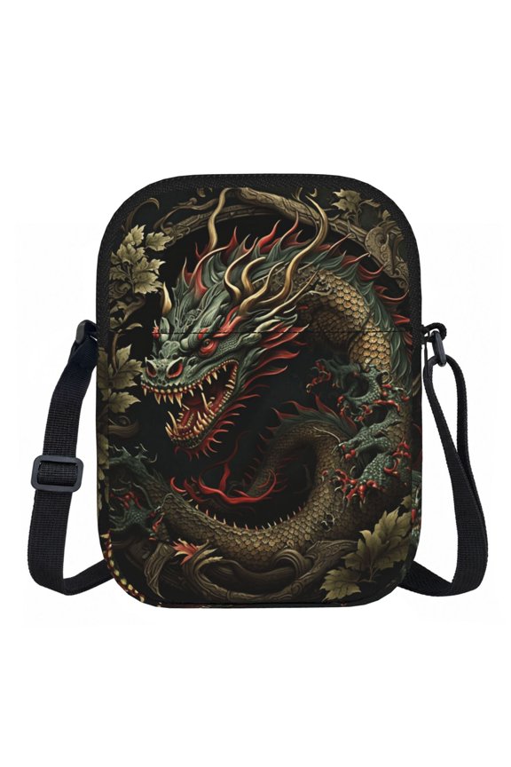 Dragon Chinese Style Chinoiserie Art Cool Zipper Crossbody Bag Everyday Travel Pouch Adjustable Strap Commuter Bags