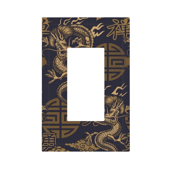 Dragon Chinese Style Chinoiserie Light Switch Cover Decorator Single Gang Wall Plate 1-Gang Receptacle Outlet Decor