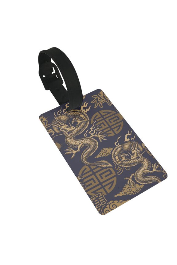 Dragon Chinese Style Chinoiserie Luggage Tags Suitcases ID Baggage Identifier Card Name Tag for Travel Backpacks Gym Bags
