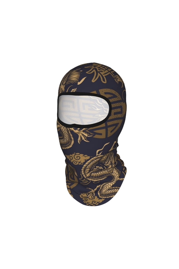 Dragon Chinese Style Chinoiserie Unisex Balaclava Ski Mask Full Face Cover for Cold Weather & UV Protection, Breathable Cooling Helmet Liner