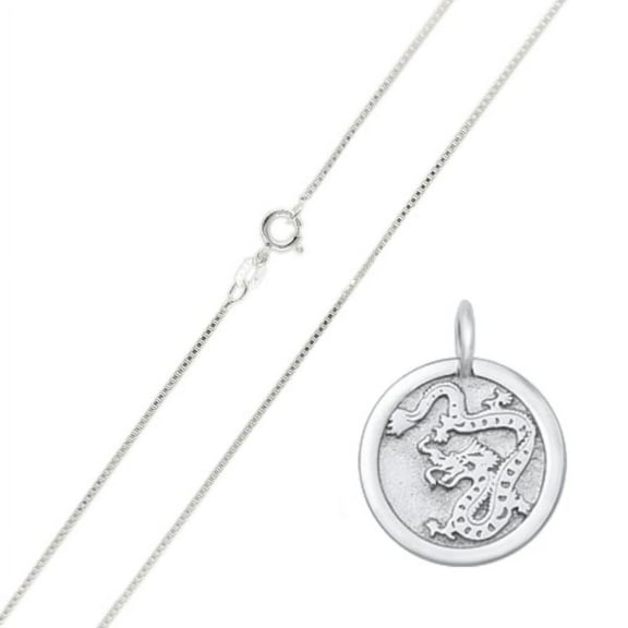 Dragon Chinese Zodiac Pendant Necklace, Sterling Silver 925