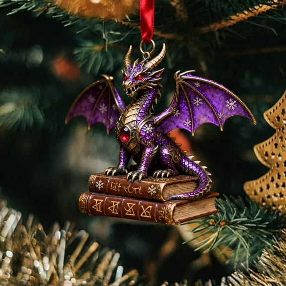 Dragon Christmas Ornaments, 2D Flat Hanging Decor for Christmas Tree, 4x4 Inch Year of The Dragon 2024 Decoration