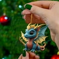 thumbnail image 1 of Dragon Christmas Ornaments 3.14 Inch Acrylic Christmas Tree Hanging Decorations Set Cute Cartoon Dragon Figurines for Home Car Holiday Vacation Themed Decor Party Supplies, 2D, 1 of 5