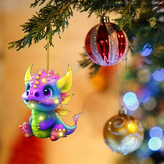 Dragon Christmas Tree Hanging Ornament Christmas Dragon Baby Acrylic Christmas Hanging Ornament Gothic Holiday Acrylic Festive Decoration Ornament Car Window Pendant Decor