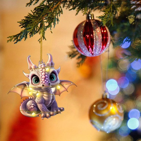 Dragon Christmas Tree Hanging Ornament Christmas Dragon Baby Acrylic Christmas Hanging Ornament Gothic Holiday Acrylic Festive Decoration Ornament Car Window Pendant Decor