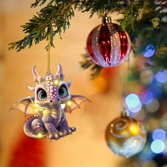 Dragon Christmas Tree Hanging Ornament Christmas Dragon Baby Acrylic Christmas Hanging Ornament Gothic Holiday Acrylic Festive Decoration Ornament Car Window Pendant Decor