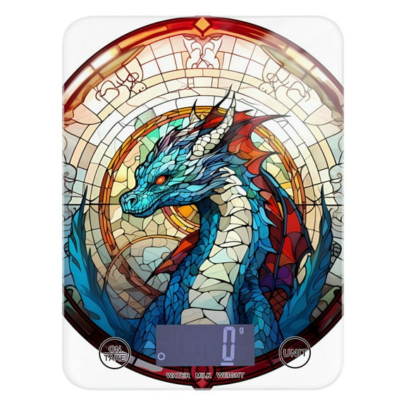 Dragon Church Window Food Scale Digital Kitchen Scale Waterproof Tempered Glass Tare Function 11 lb for Baking Cooking Meal Prep