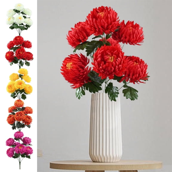 Dragon Claw Chrysanthemum Imitation Plant - Realistic Orange Fake Flowers, Plastic Home Decor, Lifelike Bouquet for Window or Table, Topliu