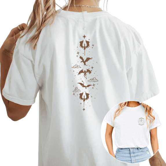 Dragon Clouds Starry Sky Graphic Tees T-shirt Fashion and Comfortable Tops Short Sleeve Round Neck White S-5XL