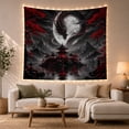 thumbnail image 1 of Dragon Coiling Around Full Moon Against Pagoda Scene, Mysterious Fantasy for Men, Dark Asian Art Decor, Halloween Gift, Tapestry Wall Hanging for Gaming Room and Living Room, 1 of 7