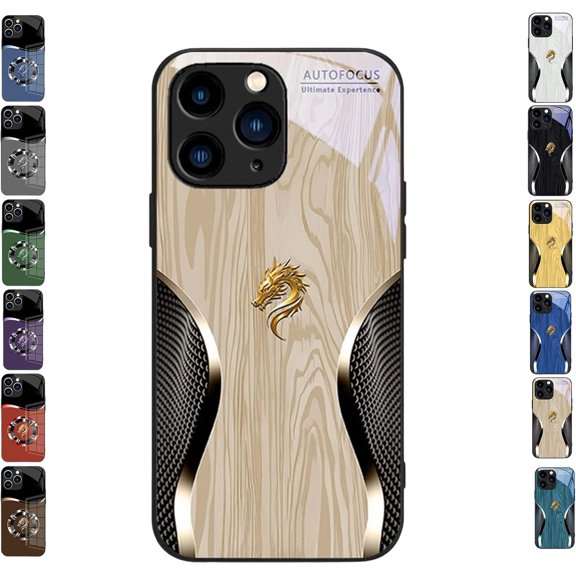 Dragon Compatible with Magsafe Glass Phone Case,Merryklein Personalized Name Magnetic Gradient Dragon Pattern Glass Phone Case