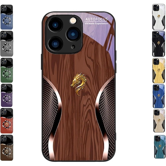 Dragon Compatible with Magsafe Glass Phone Case,Merryklein Personalized Name Magnetic Gradient Dragon Pattern Glass Phone Case