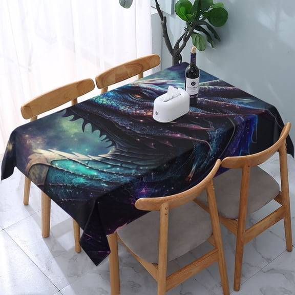 Dragon Cool Art Galaxy Rectangular Tablecloth 54"x 72" Waterproof Rectangle Table Cover Cloth for Kitchen Dining Room Picnic Home Party