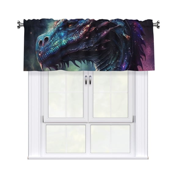 Dragon Cool Art Galaxy Valance Curtains Window Rod Pocket Valances for Living Room Bedroom Decor 54 x 18 Inches, 1 Panel