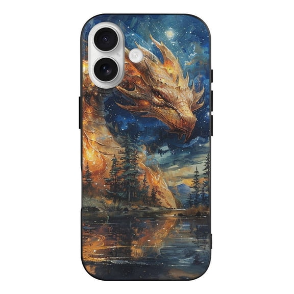 Dragon Cool Fire Sky Art Black TPU Case for iPhone 17 Slim Shockproof Protective Phone Cover
