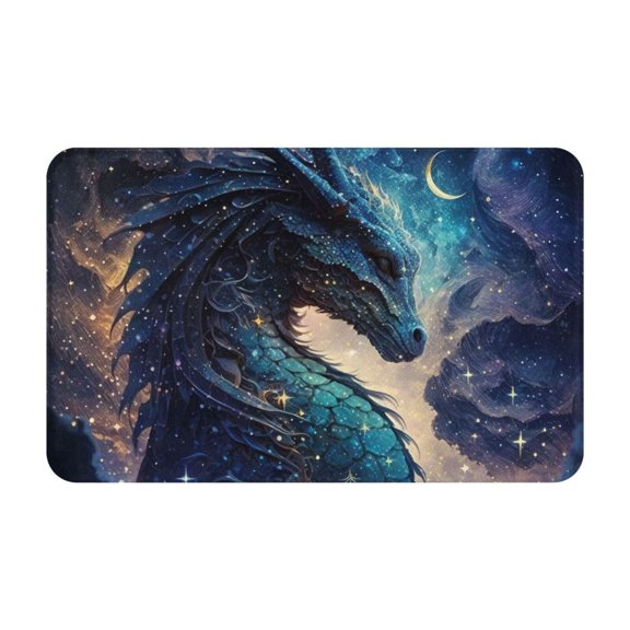 Dragon Cool Starry Sky Moon Front Door Mat Doormat Non Slip Bath Mats 20x31.5 Inch Bathroom Rug Entryway Carpet