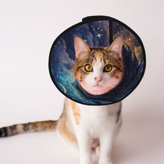 Dragon Cool Starry Sky Moon Soft Pet Recovery Collar for Cats Small Dogs, Protective Elizabeth Collar for Post-Surgery, Anti-Lick & Anti-Scratch