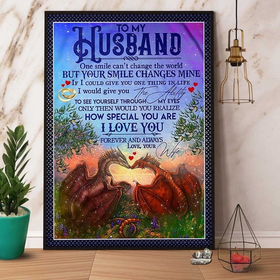 Dragon Couple To My Husband How Special You Are I Love You Heart Lovers Paper Poster No Frame Wall Art 11 x 17 Inch Poster