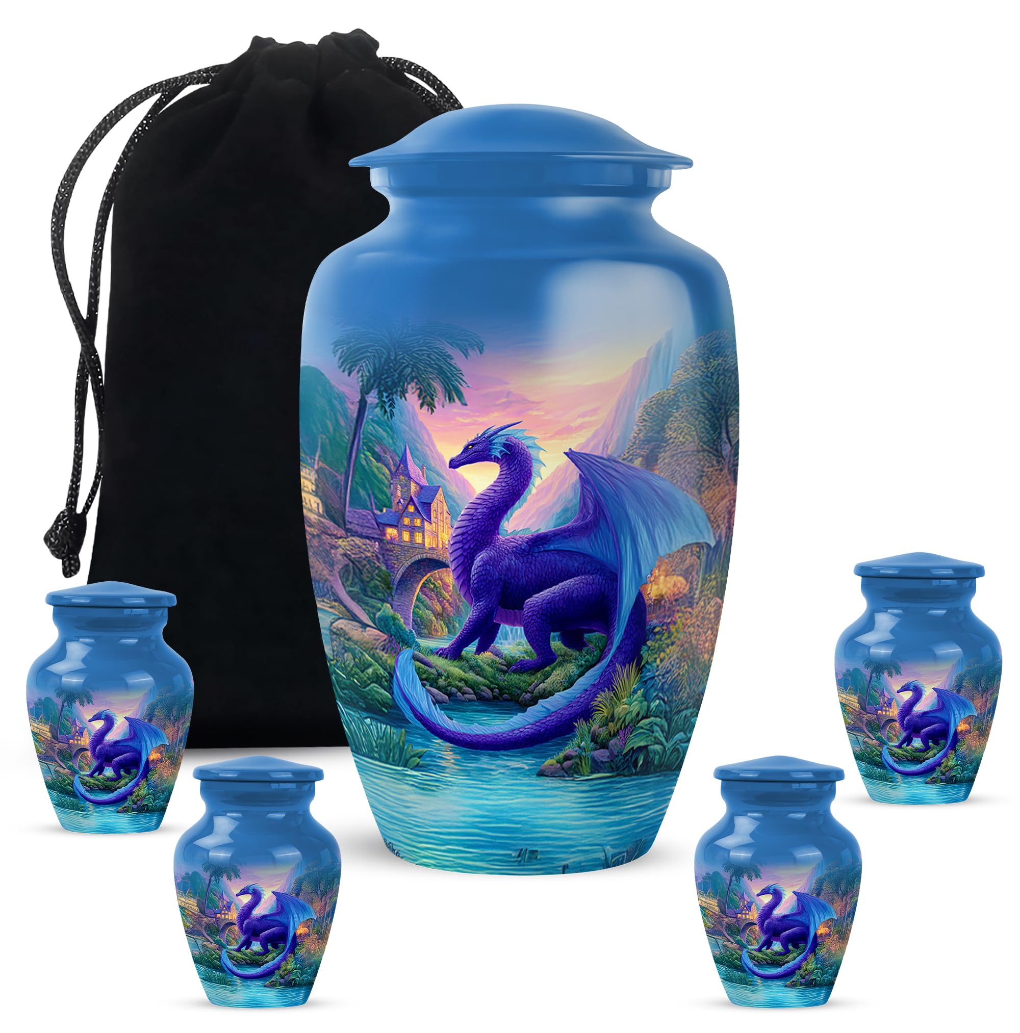 dragon-cremation-urns-for-adult-ashes-blue-burial-urn-mini-set-for