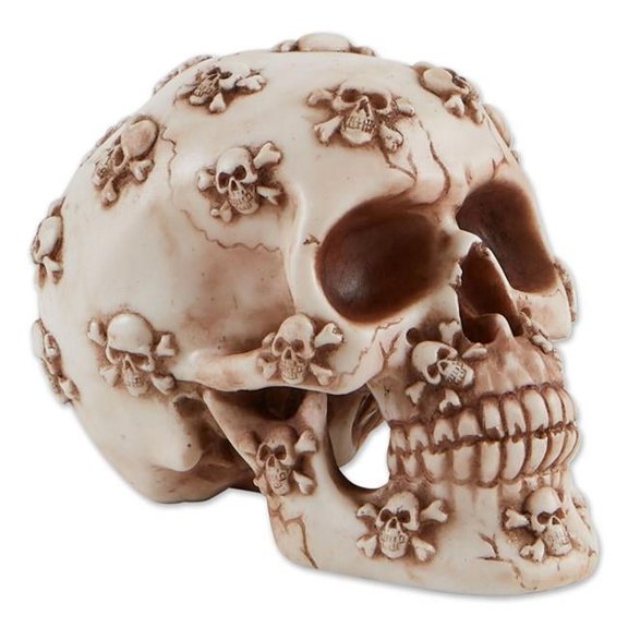 Skull Figurine with Jolly Rogers Designs