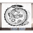 thumbnail image 1 of Ambesonne Dragon Curtains 2 Panel Set, Japanese, 108" x 108", White and Black, 1 of 1