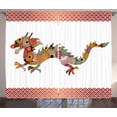 thumbnail image 1 of Ambesonne Dragon Curtains 2 Panel Set, Floral Ornate Folk Body, 108" x 108", Multicolor, 1 of 2