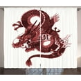 thumbnail image 1 of Ambesonne Dragon Curtains 2 Panel Set, Japanese Noble Monster, 108" x 96", Pale Pink and Burgundy, 1 of 1