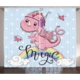 thumbnail image 1 of Ambesonne Dragon Curtains 2 Panel Set, Magic Dragon on a Rainbow, 108" x 90", Pale Blue Multicolor, 1 of 3