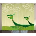 thumbnail image 1 of Ambesonne Dragon Curtains 2 Panel Set, Tatsu Mythical Animal, 108" x 84", Pistachio and Fern Green, 1 of 1