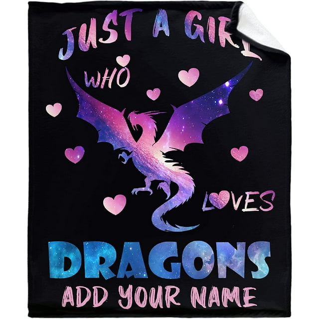 Dragon Custom Blanket for Girl WomenJust A Girl Who Loves Dragons