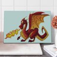 thumbnail image 1 of Dragon Cutting Board, Funny Spitting Winged Cartoon Mascot Playroom Cartoon Illustration, Decorative Tempered Glass Cutting and Serving Board, Large Size, Orange Red, by Ambesonne, 1 of 1