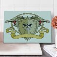 thumbnail image 1 of Dragon Cutting Board, Skull on Knights Shield with Dragon Heads and Scroll Medieval Warrior Myth, Decorative Tempered Glass Cutting and Serving Board, Large Size, Yellow White, by Ambesonne, 1 of 1