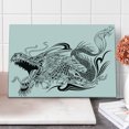 thumbnail image 1 of Dragon Cutting Board, Tattoo Style Traditional Winged Creature with Ornamental Pattern, Decorative Tempered Glass Cutting and Serving Board, Large Size, Black White, by Ambesonne, 1 of 1