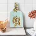 thumbnail image 1 of Dragon Cutting Board, Twin Dragon Zodiac Statues Art Chinese Philosophy Themed Picture, Decorative Tempered Glass Cutting and Serving Board, Wine Bottle Shape, Vermilion Yellow, by Ambesonne, 1 of 1