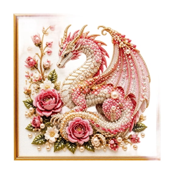 Dragon DIY Pearl Diamond Art Kit for Adults, Diamond Painting Figurine for Wall Holiday & Friend Gift