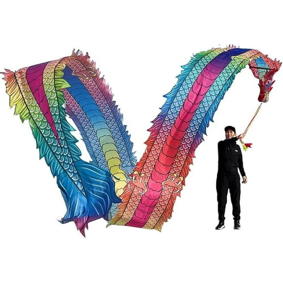 Dragon Dance Ribbon Streamer with Travel Bag, Washable Chinese Flinging Ribbon, Square Exercise Dance Dragon Poi, 8m/10m (Color : 3 Colors, Size : 8m/26ft)