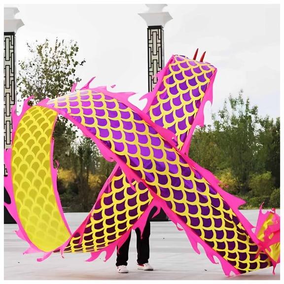 Dragon Dance Ribbons Dragon Spinning Ribbons, with Dragon Head, Swing Rope and Bag, Outdoor Fitness Dragon Set,Chinese Dancing Dragon Decoration