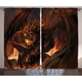 thumbnail image 1 of Ambesonne Brown Curtains 2 Panel Set, Angry Molten Dragon Motif, 108" x 90", Yellow and Brown, 1 of 3