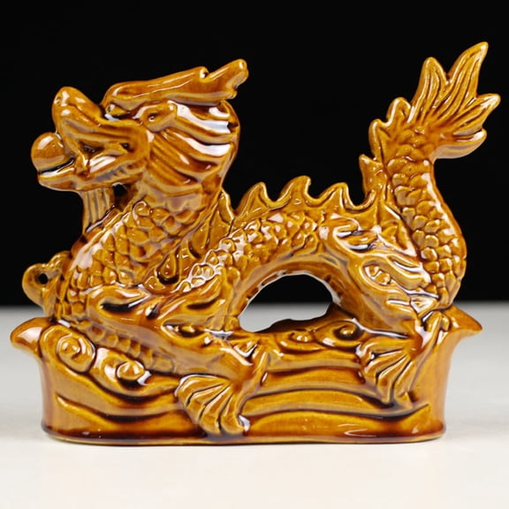 Dragon Desktop Ornament Ceramic Dragon Statue Chinese Figurine Ornament for 2024 Chinese New Year Blessing Souvenir Gift