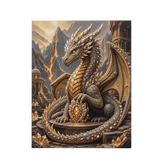 Dragon Diamond Art Kit with 8 in Large Diamond Painting, Featuring Intricate Fantasy Creature Design and Premium Rhinestone Gems