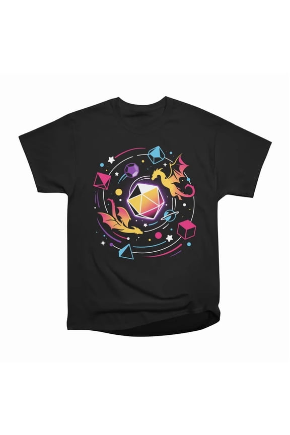Dragon Dice Solar System Fantasy Gamer T-Shirt Tee Gift For Him Merch For Her Apparel For