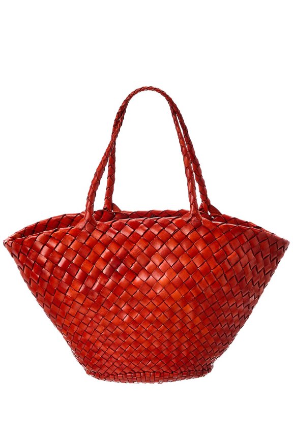 Egola Leather Tote, Orange