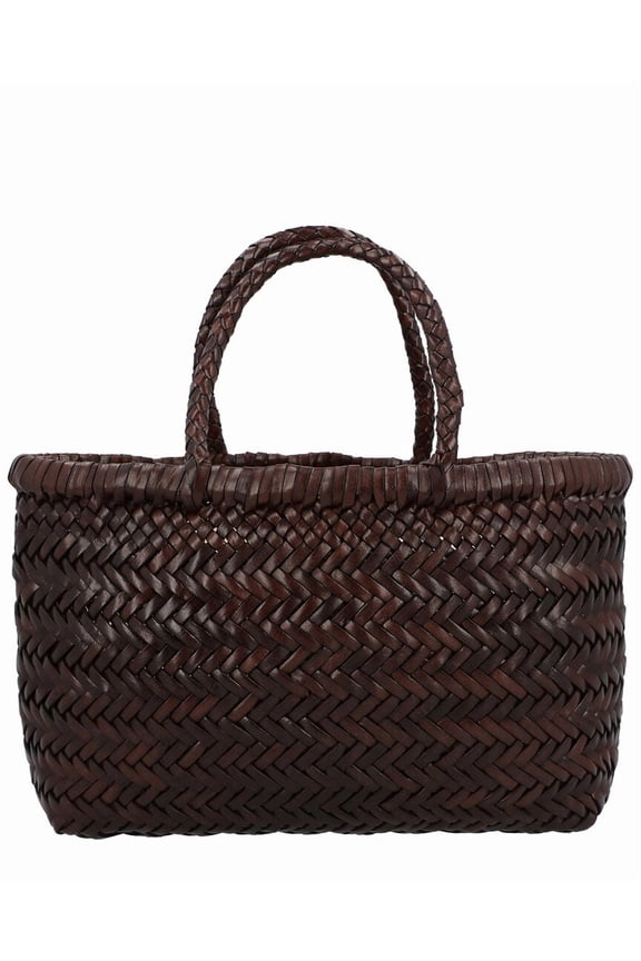 Link Leather Tote, Brown