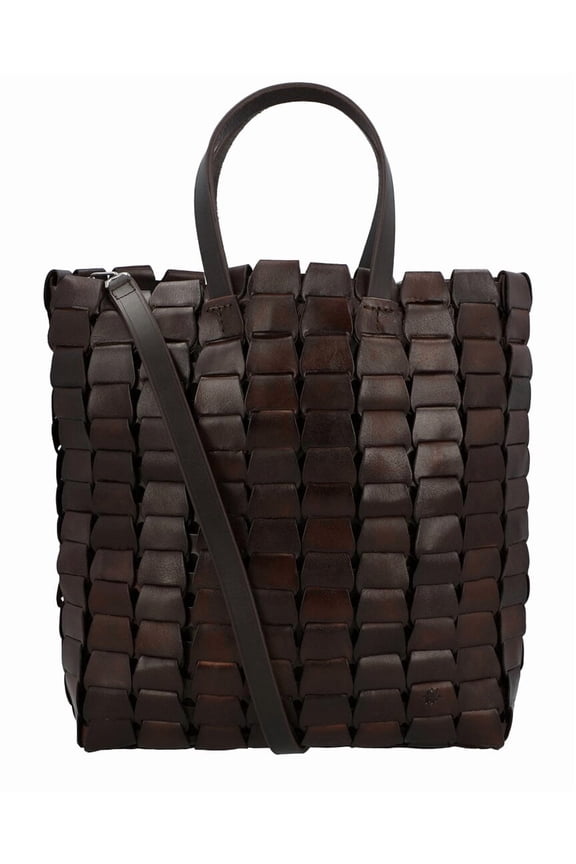 Link Leather Tote, Brown