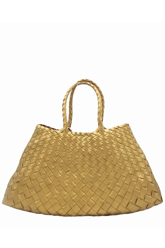 Santa Croce Small Leather Tote, Yellow