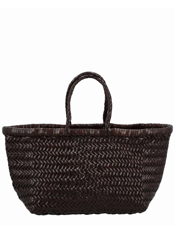 Small Triple Jump Leather Tote, Brown