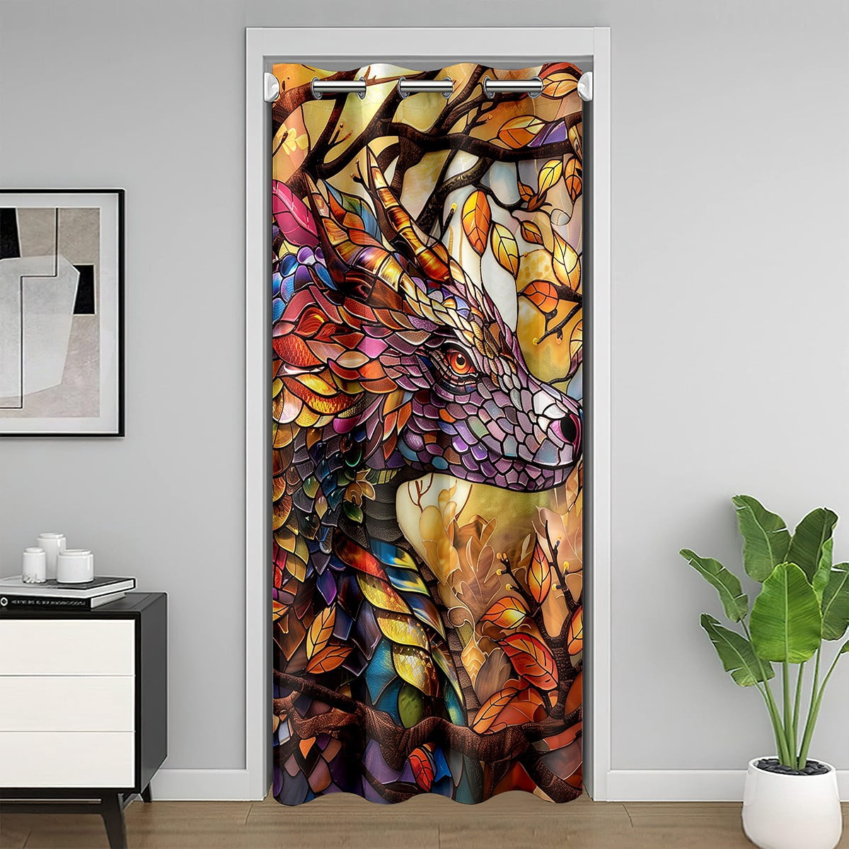 Dragon Doorway Curtain,Western Dragon Scales Gothic Animal Blackout ...