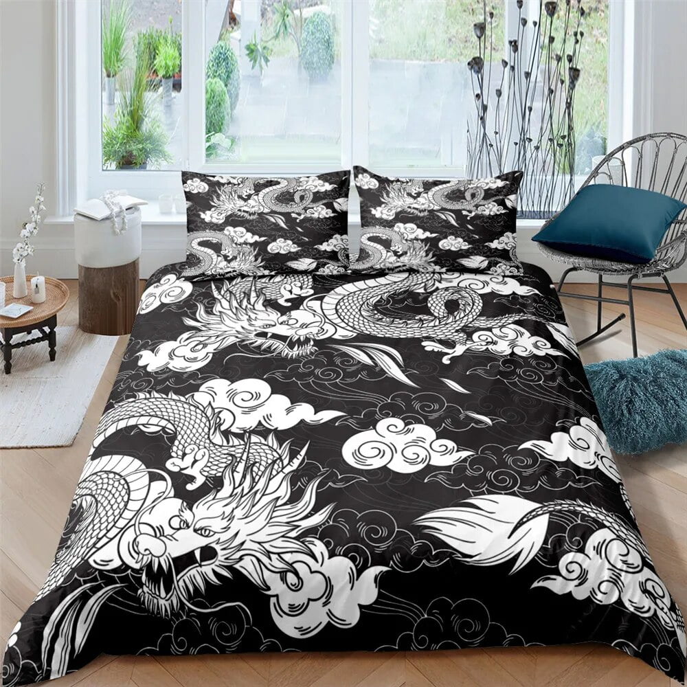 Dragon Duvet Cover Set 3D Print Dragon with Cloud Pattern Chinese