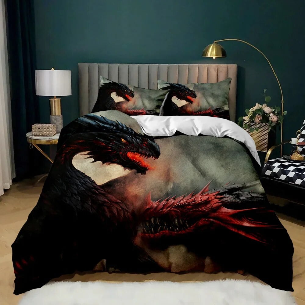 Dragon Duvet Cover Set Japanese White Dragon Tatsu Folk Noble Bedding